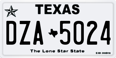 TX license plate DZA5024