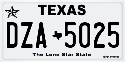 TX license plate DZA5025