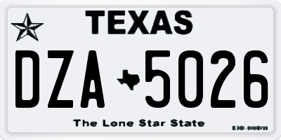 TX license plate DZA5026