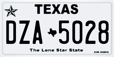 TX license plate DZA5028