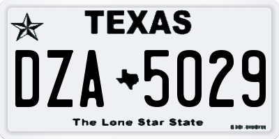 TX license plate DZA5029