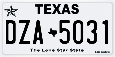 TX license plate DZA5031