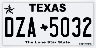 TX license plate DZA5032