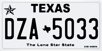 TX license plate DZA5033