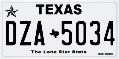 TX license plate DZA5034