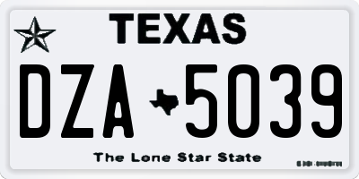 TX license plate DZA5039