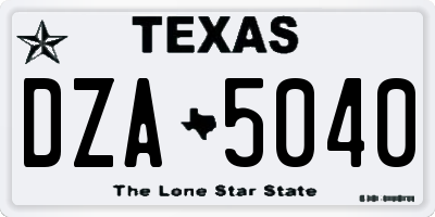 TX license plate DZA5040