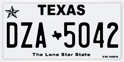 TX license plate DZA5042