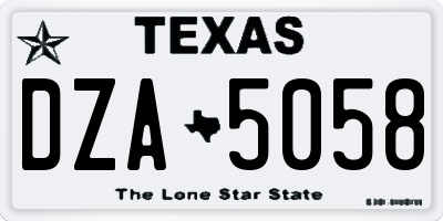 TX license plate DZA5058