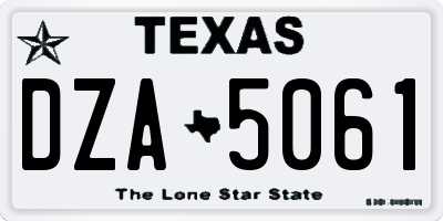 TX license plate DZA5061