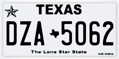 TX license plate DZA5062