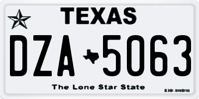 TX license plate DZA5063