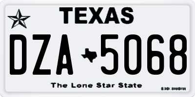 TX license plate DZA5068