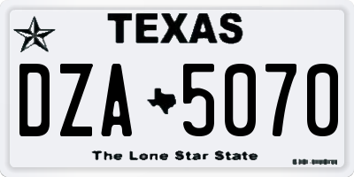 TX license plate DZA5070
