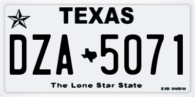 TX license plate DZA5071