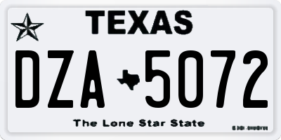 TX license plate DZA5072