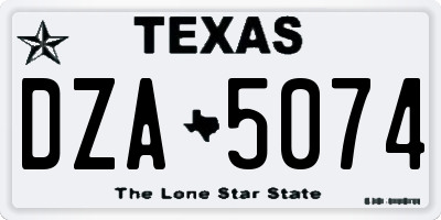 TX license plate DZA5074