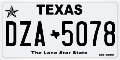 TX license plate DZA5078
