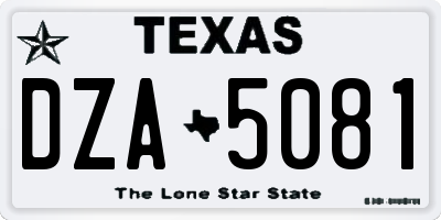 TX license plate DZA5081