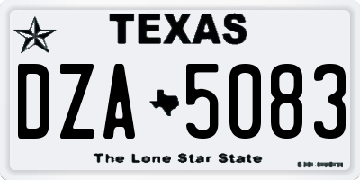 TX license plate DZA5083