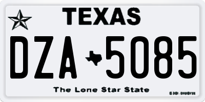 TX license plate DZA5085