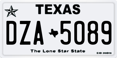 TX license plate DZA5089
