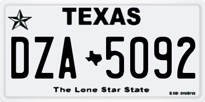 TX license plate DZA5092