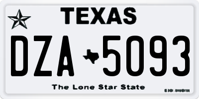 TX license plate DZA5093