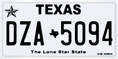 TX license plate DZA5094