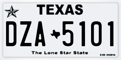 TX license plate DZA5101