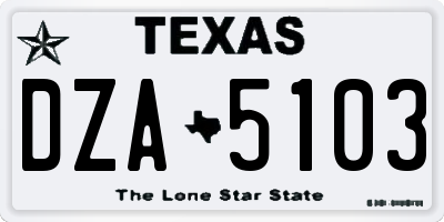 TX license plate DZA5103