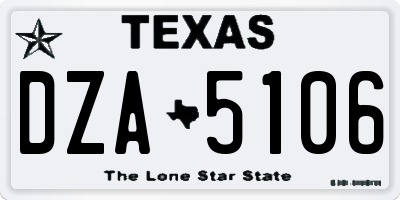 TX license plate DZA5106