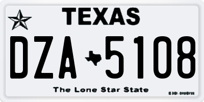 TX license plate DZA5108
