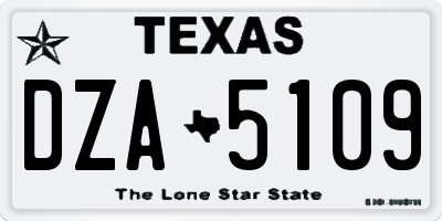 TX license plate DZA5109