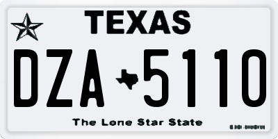 TX license plate DZA5110