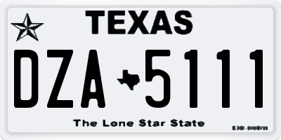 TX license plate DZA5111