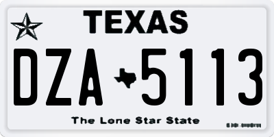TX license plate DZA5113