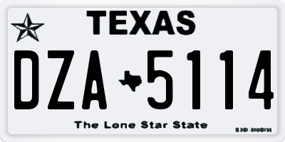 TX license plate DZA5114
