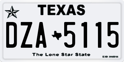 TX license plate DZA5115