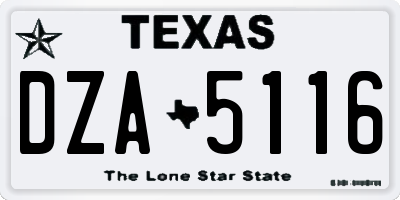TX license plate DZA5116