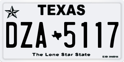 TX license plate DZA5117