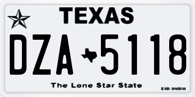 TX license plate DZA5118