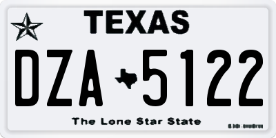 TX license plate DZA5122