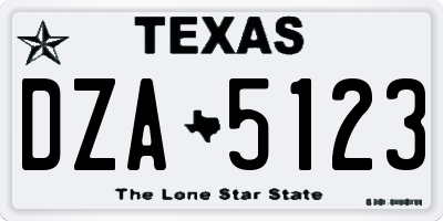 TX license plate DZA5123