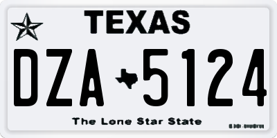 TX license plate DZA5124