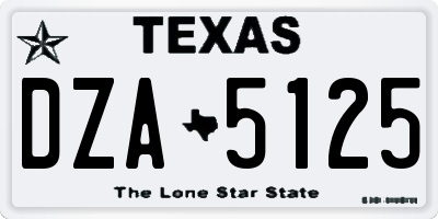 TX license plate DZA5125
