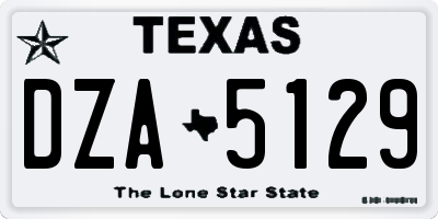 TX license plate DZA5129