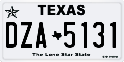 TX license plate DZA5131