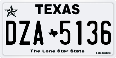 TX license plate DZA5136