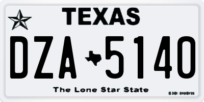TX license plate DZA5140
